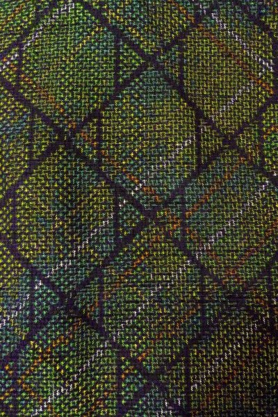 画像7: O0329A 女性用紬 十日町紬 シルク（正絹） 深い緑色, 菱 【中古】【USED】【リサイクル】 ★★★★☆【O0329A】 (7)