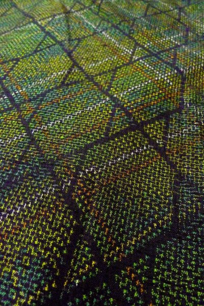 画像8: O0329A 女性用紬 十日町紬 シルク（正絹） 深い緑色, 菱 【中古】【USED】【リサイクル】 ★★★★☆【O0329A】 (8)