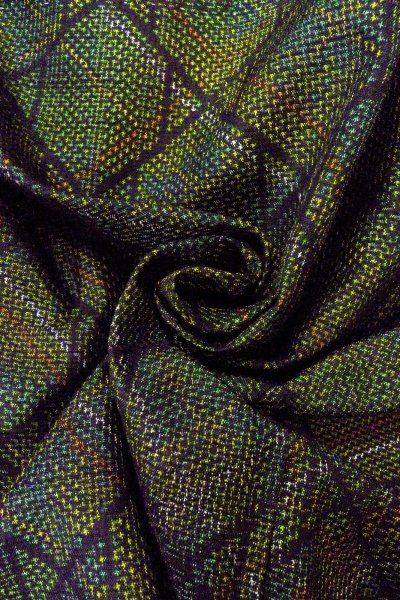 画像11: O0329A 女性用紬 十日町紬 シルク（正絹） 深い緑色, 菱 【中古】【USED】【リサイクル】 ★★★★☆【O0329A】 (11)