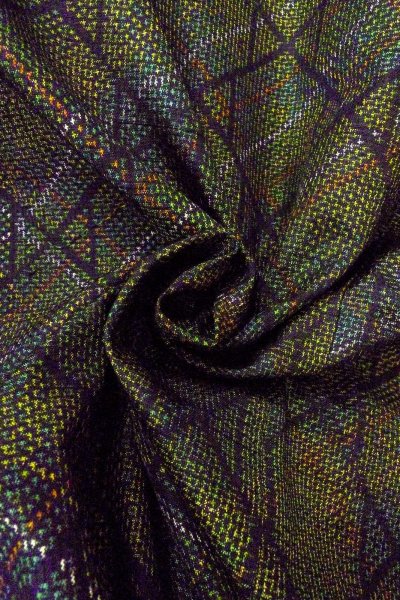 画像12: O0329A 女性用紬 十日町紬 シルク（正絹） 深い緑色, 菱 【中古】【USED】【リサイクル】 ★★★★☆【O0329A】 (12)