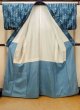 画像2: O0329C 女性用紬  シルク（正絹） 深い水色, 花 【中古】【USED】【リサイクル】 ★★☆☆☆【O0329C】 (2)