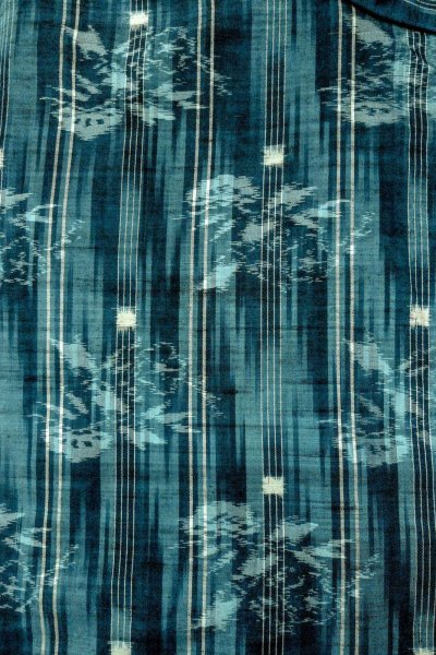 画像3: O0329C 女性用紬  シルク（正絹） 深い水色, 花 【中古】【USED】【リサイクル】 ★★☆☆☆【O0329C】 (3)