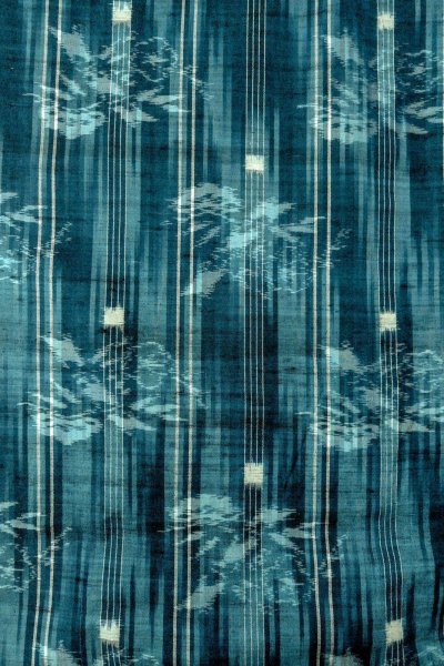 画像4: O0329C 女性用紬  シルク（正絹） 深い水色, 花 【中古】【USED】【リサイクル】 ★★☆☆☆【O0329C】 (4)