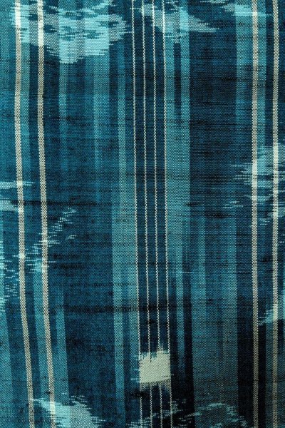 画像7: O0329C 女性用紬  シルク（正絹） 深い水色, 花 【中古】【USED】【リサイクル】 ★★☆☆☆【O0329C】 (7)