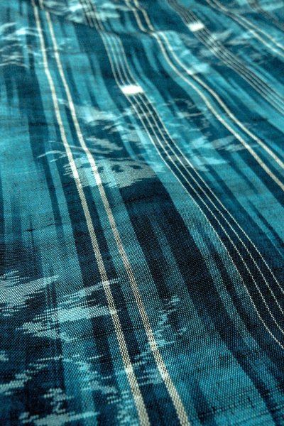 画像10: O0329C 女性用紬  シルク（正絹） 深い水色, 花 【中古】【USED】【リサイクル】 ★★☆☆☆【O0329C】 (10)