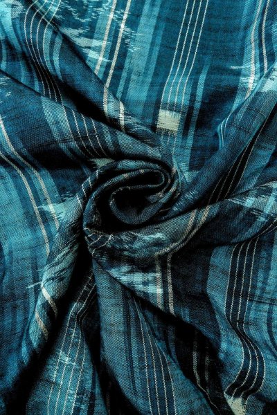 画像11: O0329C 女性用紬  シルク（正絹） 深い水色, 花 【中古】【USED】【リサイクル】 ★★☆☆☆【O0329C】 (11)