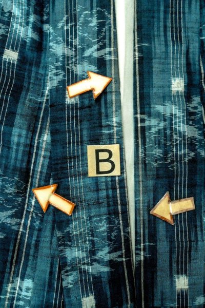 画像15: O0329C 女性用紬  シルク（正絹） 深い水色, 花 【中古】【USED】【リサイクル】 ★★☆☆☆【O0329C】 (15)