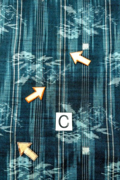 画像16: O0329C 女性用紬  シルク（正絹） 深い水色, 花 【中古】【USED】【リサイクル】 ★★☆☆☆【O0329C】 (16)