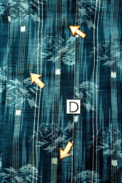 画像17: O0329C 女性用紬  シルク（正絹） 深い水色, 花 【中古】【USED】【リサイクル】 ★★☆☆☆【O0329C】 (17)