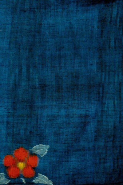 画像3: O0329D 女性用紬  シルク（正絹） 藍, 椿 【中古】【USED】【リサイクル】 ★★★★☆【O0329D】 (3)