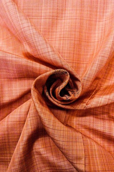 画像12: O0329E 女性用紬  シルク（正絹） 薄い珊瑚色, もみじ 【中古】【USED】【リサイクル】 ★★☆☆☆【O0329E】 (12)