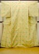 画像1: O0329F 女性用紬  シルク（正絹） 淡い黄色, 花 【中古】【USED】【リサイクル】 ★★★★☆【O0329F】 (1)