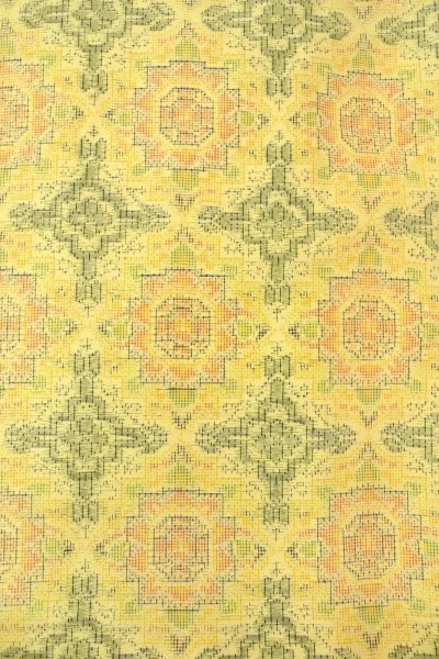 画像4: O0329F 女性用紬  シルク（正絹） 淡い黄色, 花 【中古】【USED】【リサイクル】 ★★★★☆【O0329F】 (4)