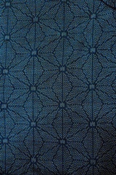 画像3: O0329G 女性用紬  シルク（正絹） 藍, 麻の葉 【中古】【USED】【リサイクル】 ★★★☆☆【O0329G】 (3)