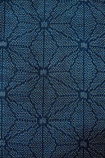 画像5: O0329G 女性用紬  シルク（正絹） 藍, 麻の葉 【中古】【USED】【リサイクル】 ★★★☆☆【O0329G】 (5)