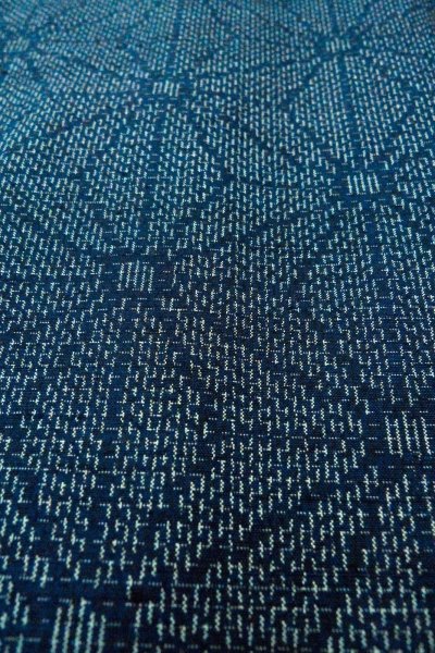 画像9: O0329G 女性用紬  シルク（正絹） 藍, 麻の葉 【中古】【USED】【リサイクル】 ★★★☆☆【O0329G】 (9)