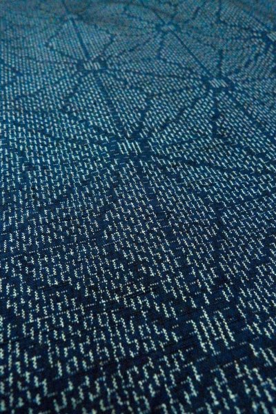 画像10: O0329G 女性用紬  シルク（正絹） 藍, 麻の葉 【中古】【USED】【リサイクル】 ★★★☆☆【O0329G】 (10)