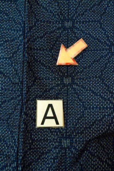 画像14: O0329G 女性用紬  シルク（正絹） 藍, 麻の葉 【中古】【USED】【リサイクル】 ★★★☆☆【O0329G】 (14)