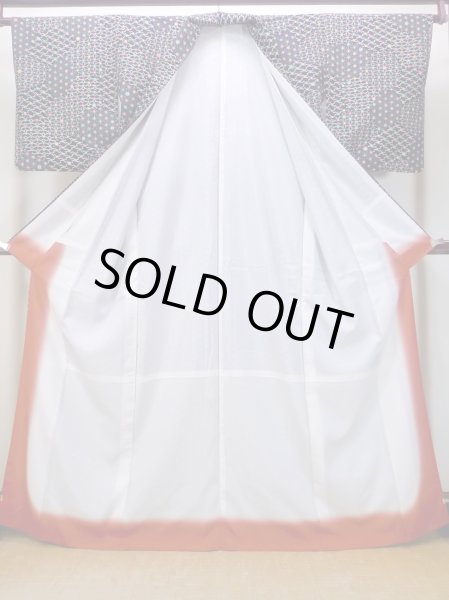 画像2: O0419C 女性用小紋  シルク（正絹） 黒, 麻の葉 【中古】【USED】【リサイクル】 ★★★☆☆【O0419C】 (2)