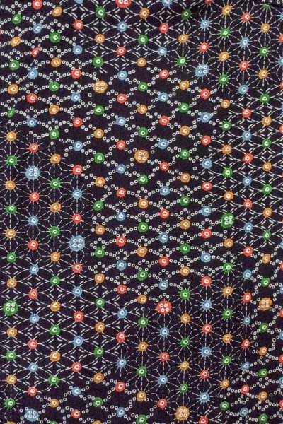 画像3: O0419C 女性用小紋  シルク（正絹） 黒, 麻の葉 【中古】【USED】【リサイクル】 ★★★☆☆【O0419C】 (3)