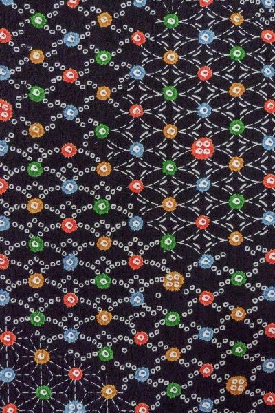 画像5: O0419C 女性用小紋  シルク（正絹） 黒, 麻の葉 【中古】【USED】【リサイクル】 ★★★☆☆【O0419C】 (5)