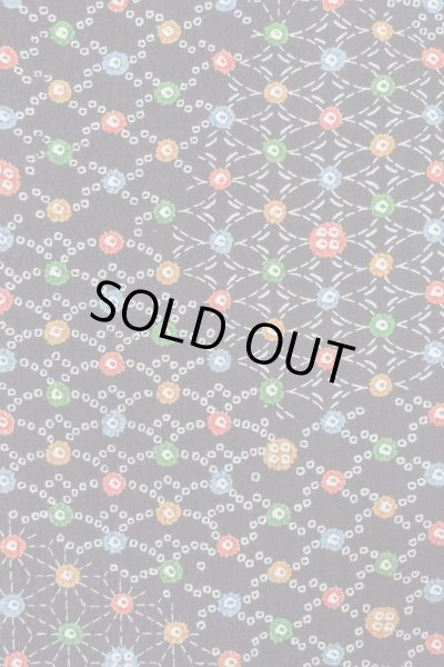 画像5: O0419C 女性用小紋  シルク（正絹） 黒, 麻の葉 【中古】【USED】【リサイクル】 ★★★☆☆【O0419C】 (5)