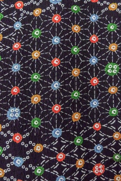 画像6: O0419C 女性用小紋  シルク（正絹） 黒, 麻の葉 【中古】【USED】【リサイクル】 ★★★☆☆【O0419C】 (6)