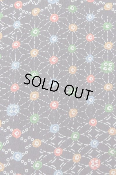 画像6: O0419C 女性用小紋  シルク（正絹） 黒, 麻の葉 【中古】【USED】【リサイクル】 ★★★☆☆【O0419C】 (6)