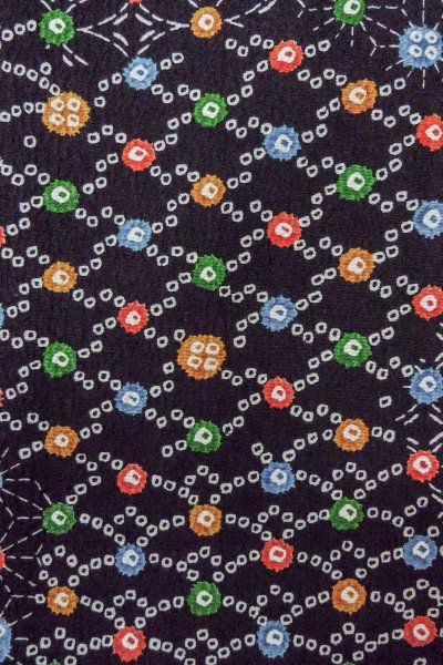 画像7: O0419C 女性用小紋  シルク（正絹） 黒, 麻の葉 【中古】【USED】【リサイクル】 ★★★☆☆【O0419C】 (7)