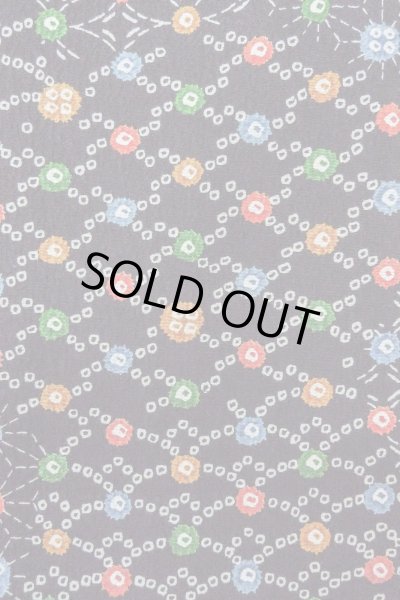 画像7: O0419C 女性用小紋  シルク（正絹） 黒, 麻の葉 【中古】【USED】【リサイクル】 ★★★☆☆【O0419C】 (7)