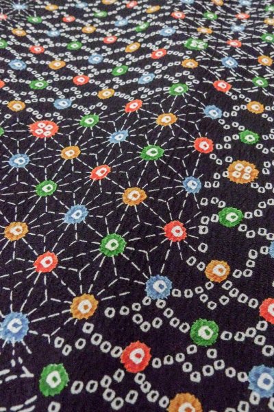 画像8: O0419C 女性用小紋  シルク（正絹） 黒, 麻の葉 【中古】【USED】【リサイクル】 ★★★☆☆【O0419C】 (8)