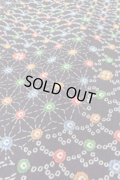 画像8: O0419C 女性用小紋  シルク（正絹） 黒, 麻の葉 【中古】【USED】【リサイクル】 ★★★☆☆【O0419C】 (8)