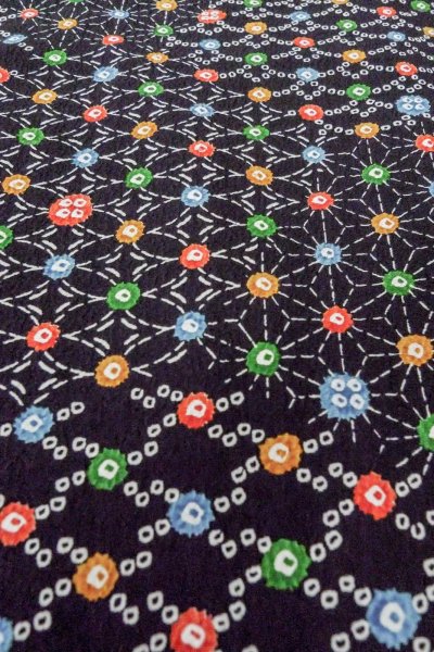 画像9: O0419C 女性用小紋  シルク（正絹） 黒, 麻の葉 【中古】【USED】【リサイクル】 ★★★☆☆【O0419C】 (9)