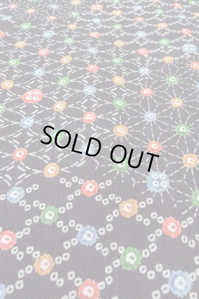 画像9: O0419C 女性用小紋  シルク（正絹） 黒, 麻の葉 【中古】【USED】【リサイクル】 ★★★☆☆【O0419C】 (9)