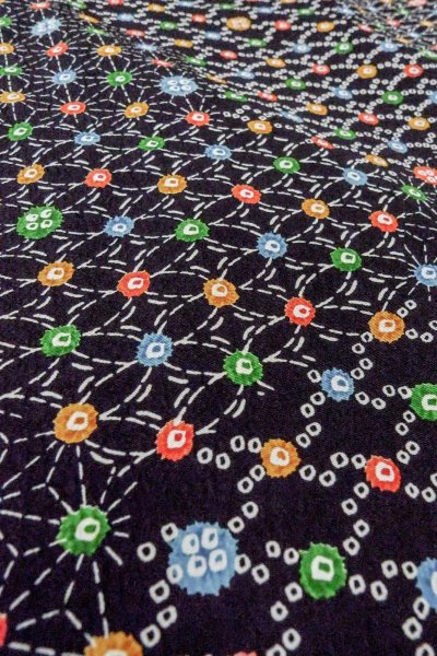 画像10: O0419C 女性用小紋  シルク（正絹） 黒, 麻の葉 【中古】【USED】【リサイクル】 ★★★☆☆【O0419C】 (10)