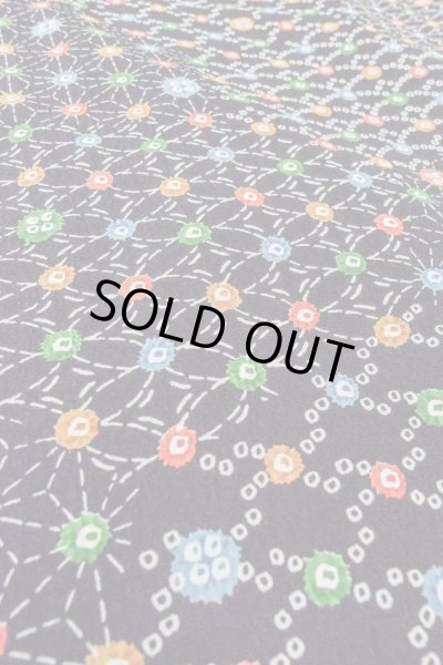 画像10: O0419C 女性用小紋  シルク（正絹） 黒, 麻の葉 【中古】【USED】【リサイクル】 ★★★☆☆【O0419C】 (10)