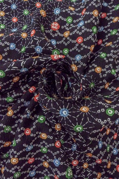 画像11: O0419C 女性用小紋  シルク（正絹） 黒, 麻の葉 【中古】【USED】【リサイクル】 ★★★☆☆【O0419C】 (11)