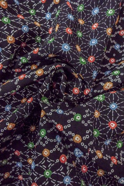 画像12: O0419C 女性用小紋  シルク（正絹） 黒, 麻の葉 【中古】【USED】【リサイクル】 ★★★☆☆【O0419C】 (12)