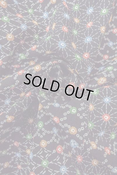 画像12: O0419C 女性用小紋  シルク（正絹） 黒, 麻の葉 【中古】【USED】【リサイクル】 ★★★☆☆【O0419C】 (12)