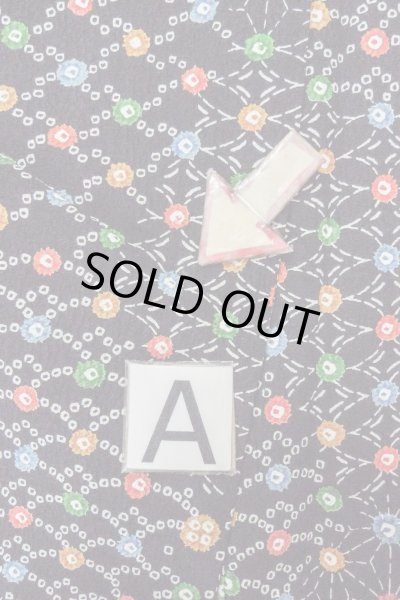 画像14: O0419C 女性用小紋  シルク（正絹） 黒, 麻の葉 【中古】【USED】【リサイクル】 ★★★☆☆【O0419C】 (14)