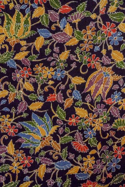 画像3: O0419D 女性用小紋  シルク（正絹） 黒, 唐花 【中古】【USED】【リサイクル】 ★★★☆☆【O0419D】 (3)