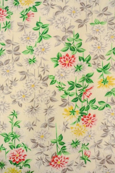 画像4: O0419E 女性用小紋  シルク（正絹） オフ　ホワイト, 菊 【中古】【USED】【リサイクル】 ★★★☆☆【O0419E】 (4)