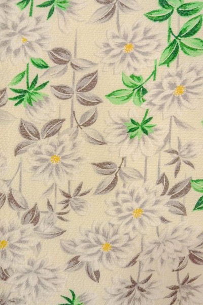 画像5: O0419E 女性用小紋  シルク（正絹） オフ　ホワイト, 菊 【中古】【USED】【リサイクル】 ★★★☆☆【O0419E】 (5)