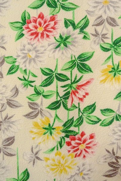 画像6: O0419E 女性用小紋  シルク（正絹） オフ　ホワイト, 菊 【中古】【USED】【リサイクル】 ★★★☆☆【O0419E】 (6)