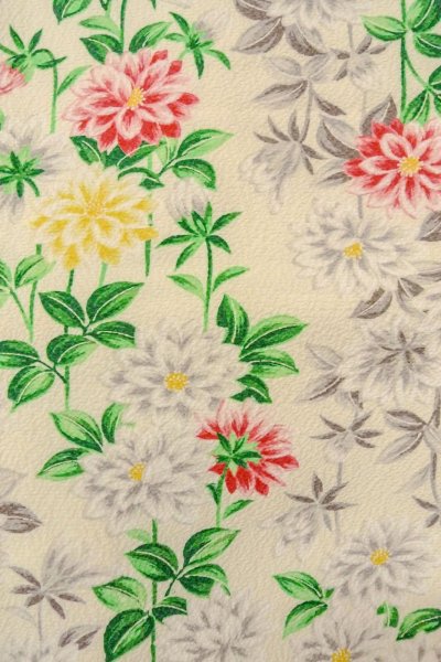 画像7: O0419E 女性用小紋  シルク（正絹） オフ　ホワイト, 菊 【中古】【USED】【リサイクル】 ★★★☆☆【O0419E】 (7)