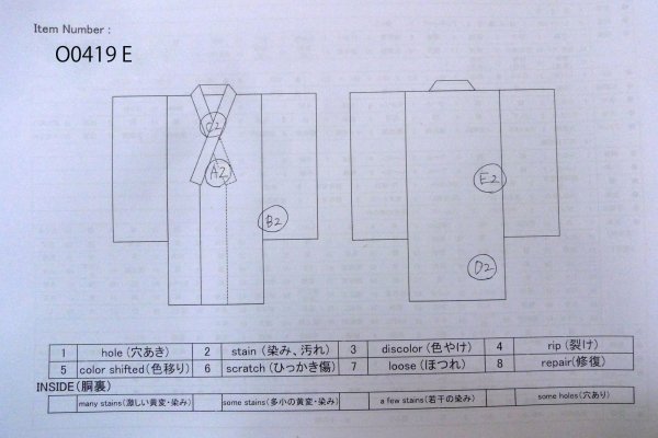 画像13: O0419E 女性用小紋  シルク（正絹） オフ　ホワイト, 菊 【中古】【USED】【リサイクル】 ★★★☆☆【O0419E】 (13)