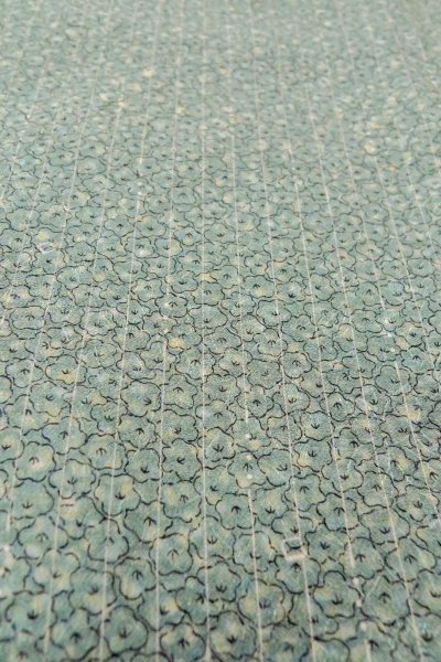 画像9: O0419G 女性用小紋  シルク（正絹） 淡い緑み水色, 花 【中古】【USED】【リサイクル】 ★★☆☆☆【O0419G】 (9)