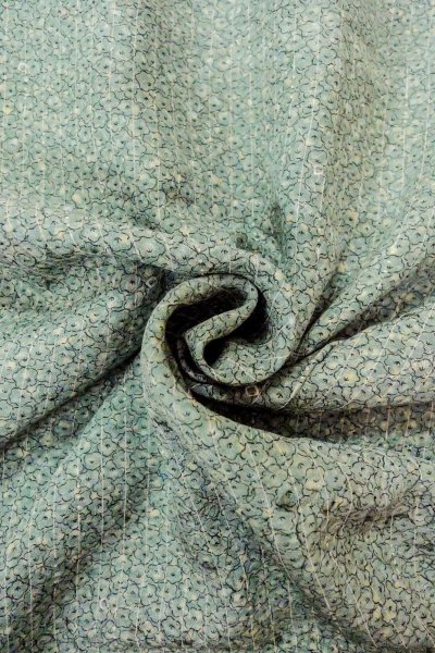 画像11: O0419G 女性用小紋  シルク（正絹） 淡い緑み水色, 花 【中古】【USED】【リサイクル】 ★★☆☆☆【O0419G】 (11)