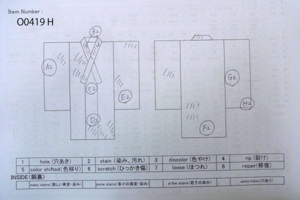 画像13: O0419H 女性用小紋  シルク（正絹） オフ　ホワイト, 花 【中古】【USED】【リサイクル】 ★★☆☆☆【O0419H】 (13)