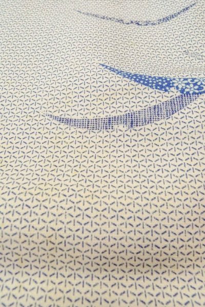 画像9: O0419I 女性用小紋  シルク（正絹） オフ　ホワイト, 芝草 【中古】【USED】【リサイクル】 ★☆☆☆☆【O0419I】 (9)